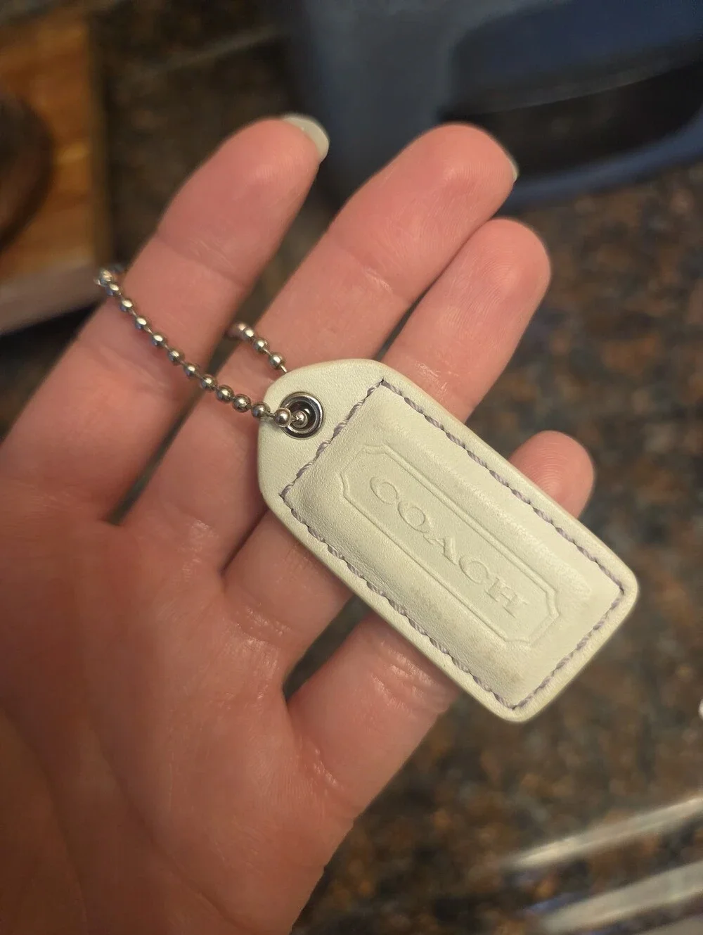 Coach Leather Hang Tag White & Purple Mini Bag Charm Key Chain Fob Replacement